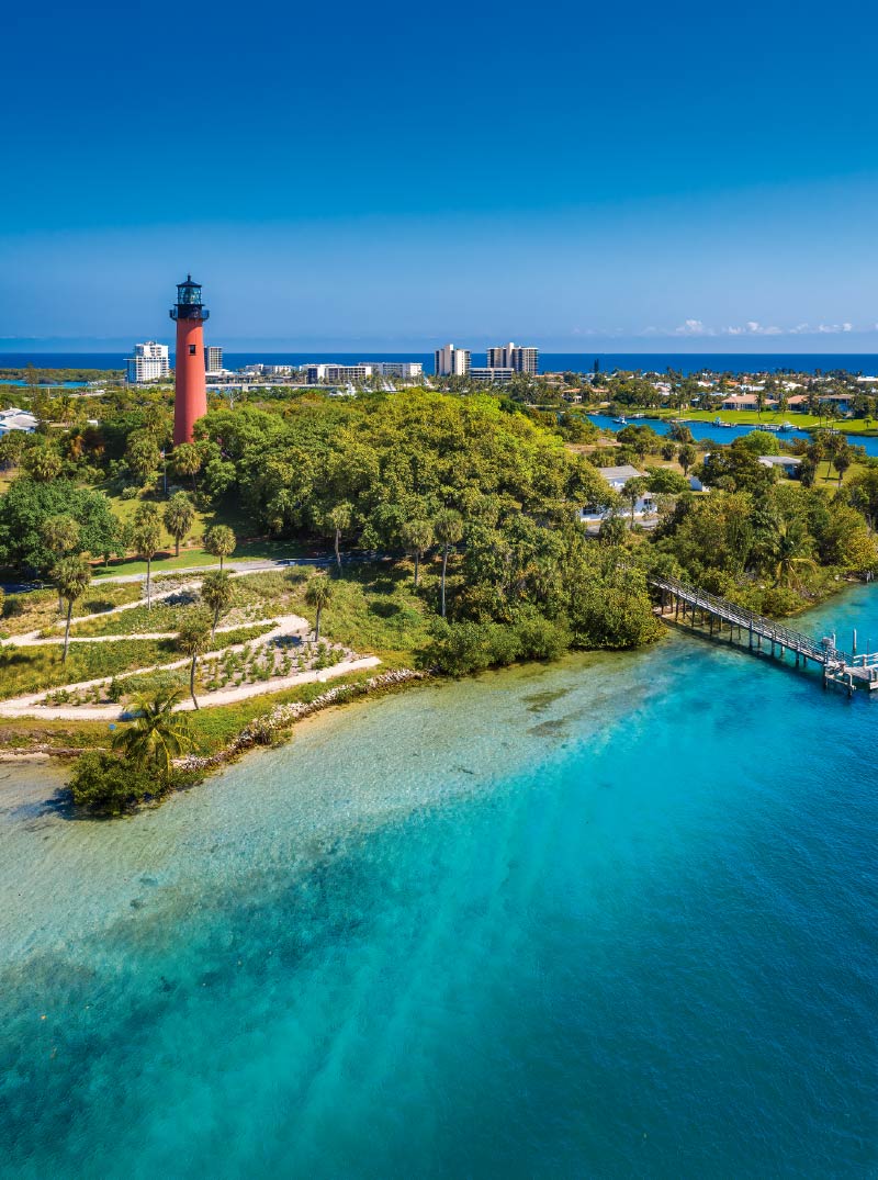 aerial view of jupiter ligthouse