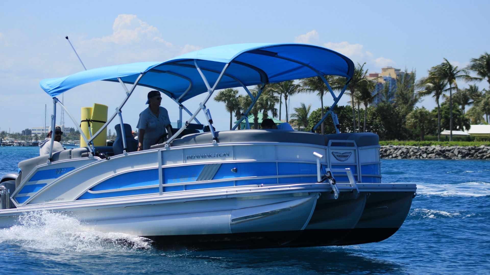 Blue Bliss Charters cruising near Peanut Island with guests aboard in Palm Beach County, Florida